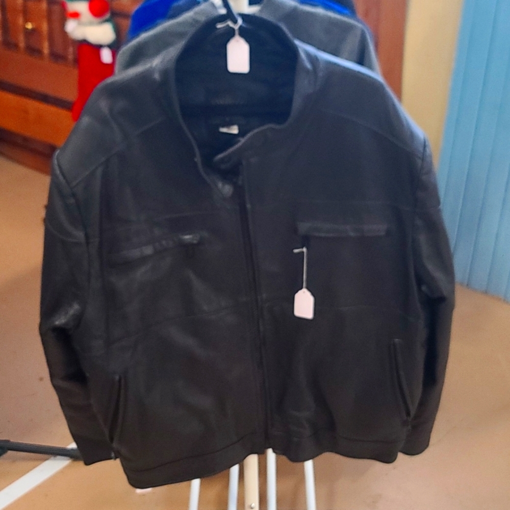 Leather jacket.